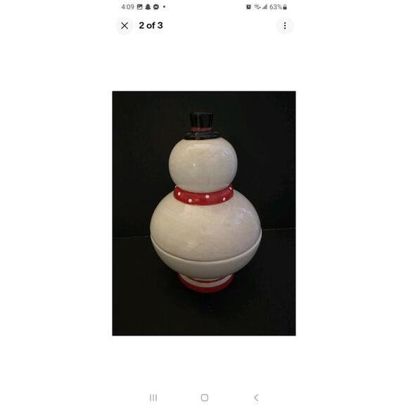 Johanna Parker Design Nostalgic 8" Snowman Covered Candy Dish Canister Christmas - Picture 2 of 2